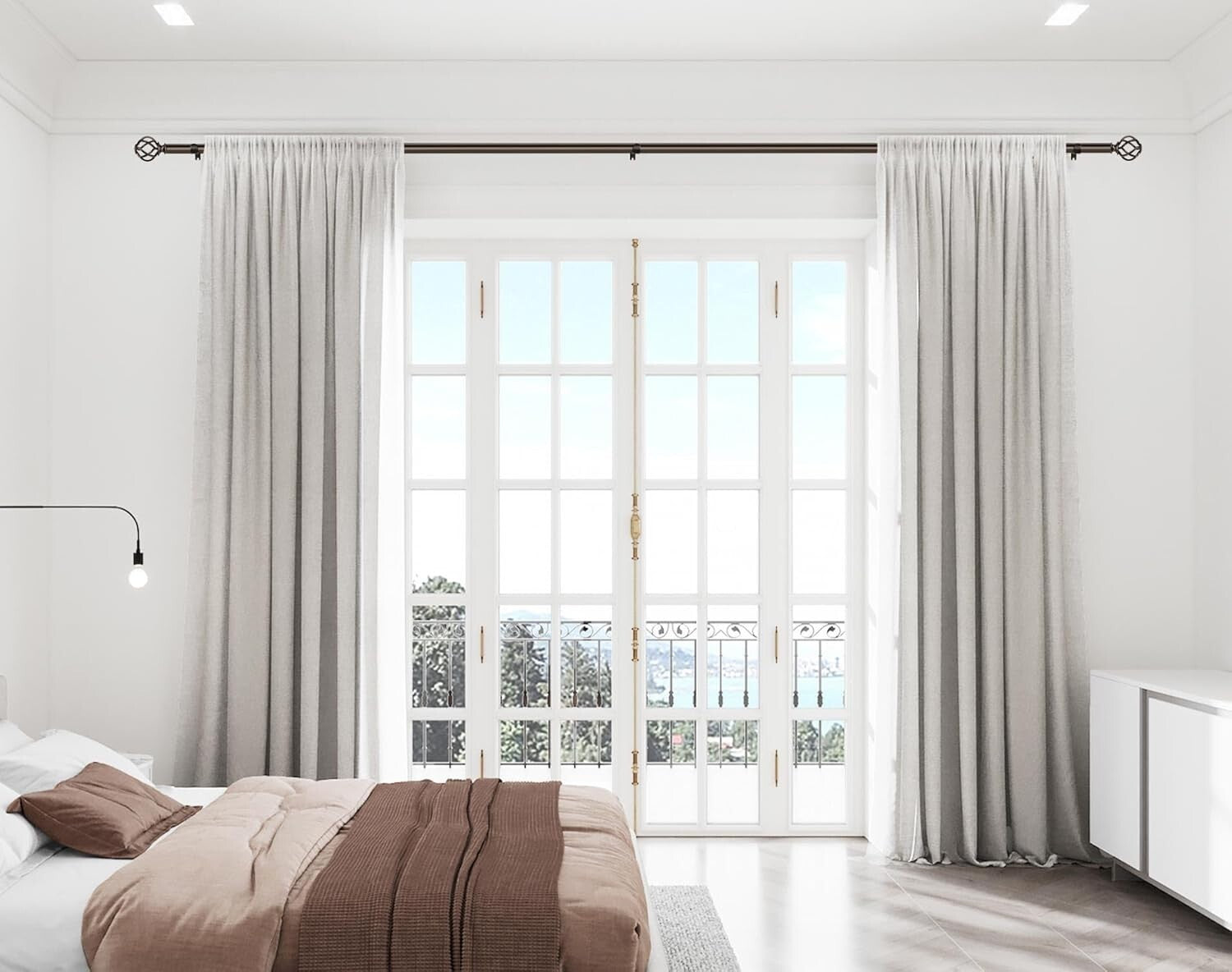 Artistic Bronze Curtain Rods with Twisted Finials - Adjustable 72 to 144 Inches