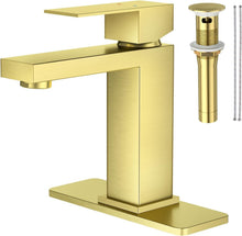 Load image into Gallery viewer, Single Handle Brushed Gold Vanity Faucet - Modern Design with Installation Kit