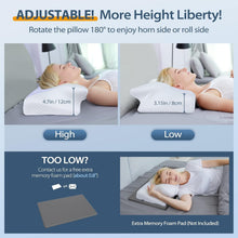 Load image into Gallery viewer, Orthopedic Neck Pillow with 2 Height Options for Side, Back &amp; Stomach Sleepers
