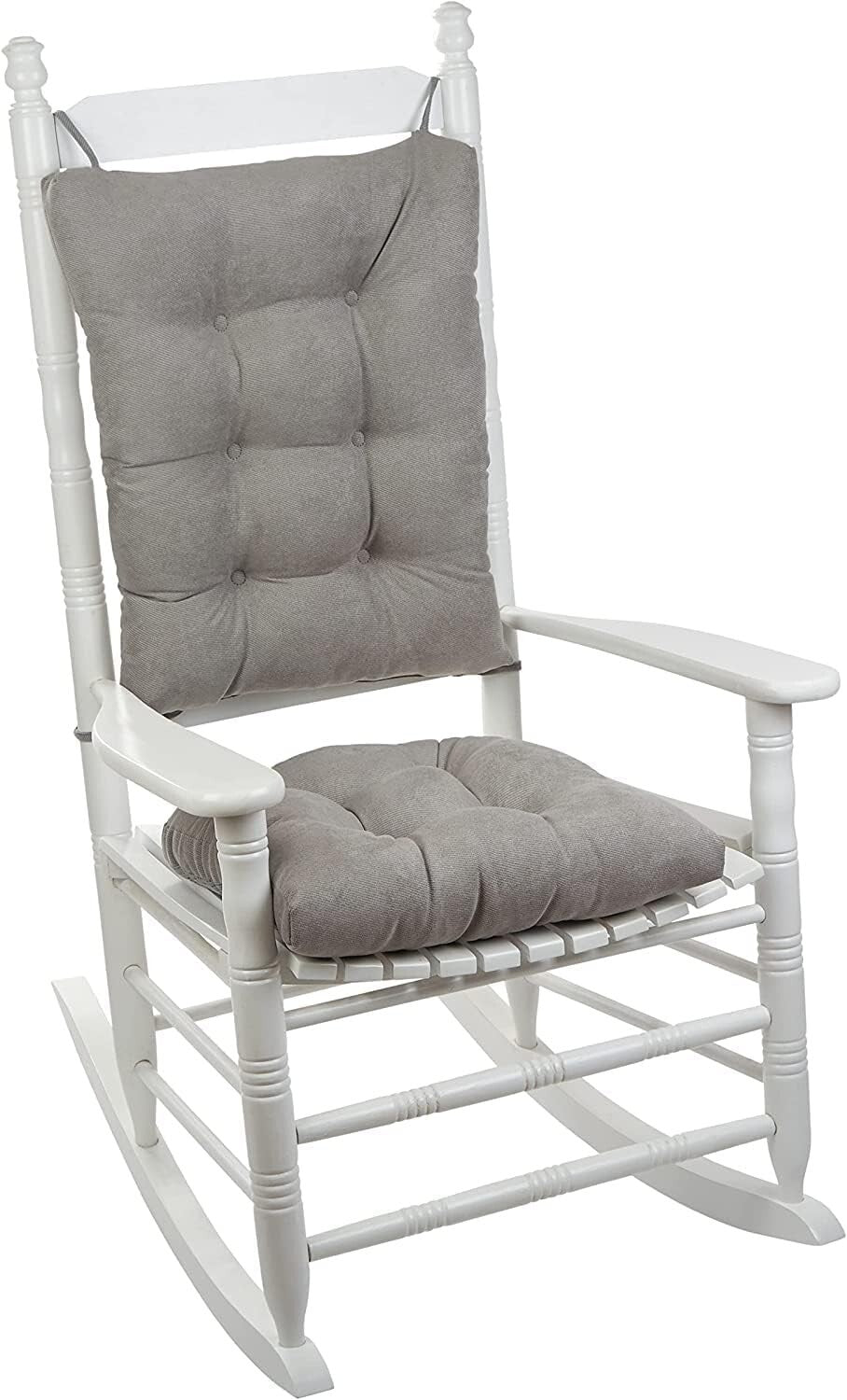 Plush 2-Piece Rocking Chair Cushion Set - Non-Slip Design in Twillo Gray, 17"