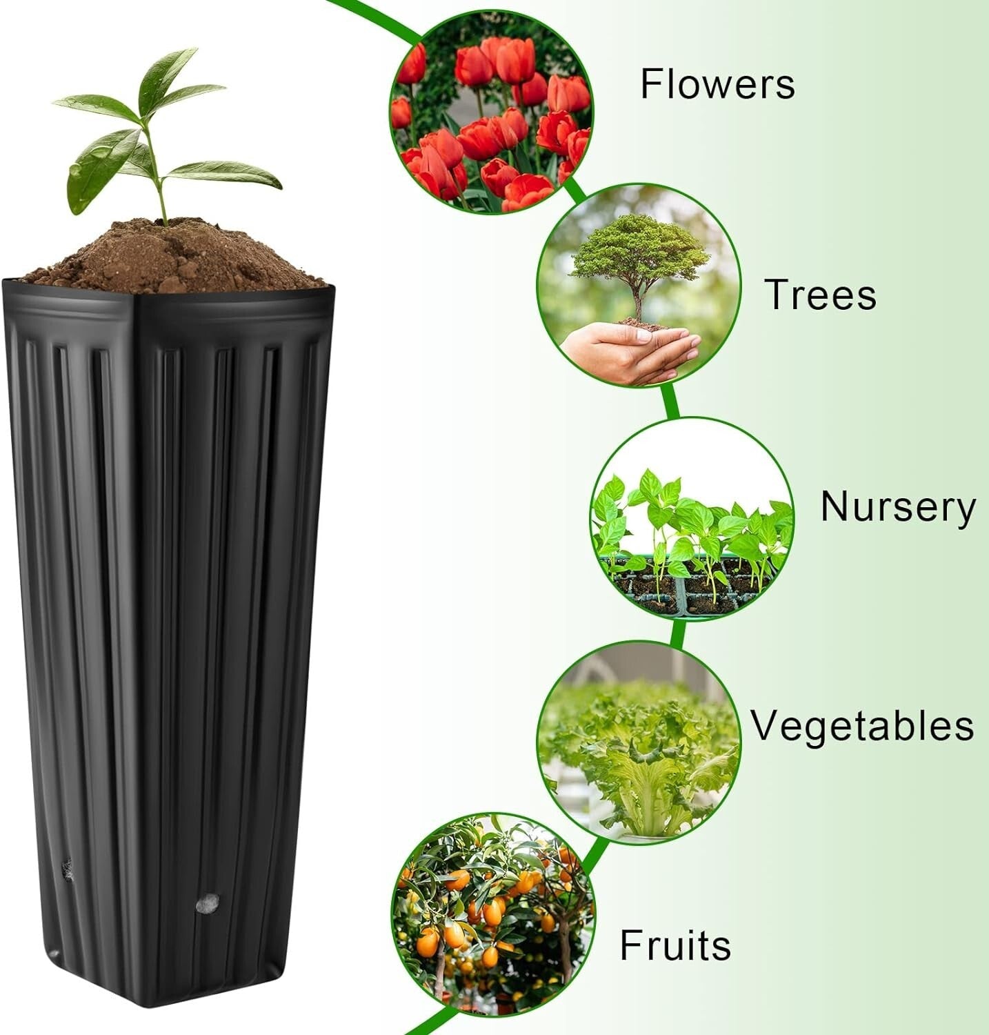 400 Pcs Tall Plastic Nursery Pots with Drainage for Indoor/Outdoor Gardening
