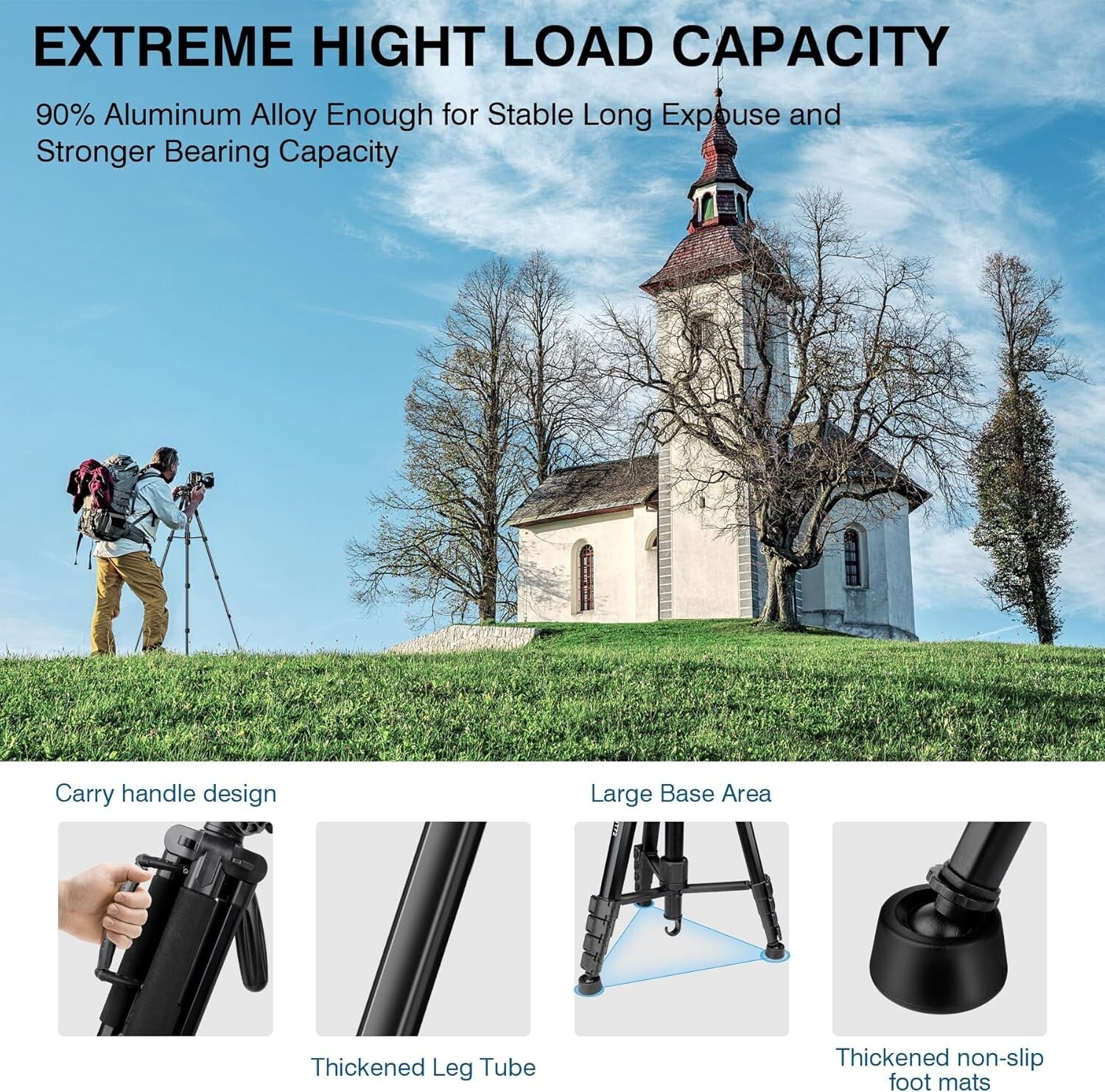 360° Panning 72" Tripod: Heavy Duty & Portable Photography Stand for All Cameras