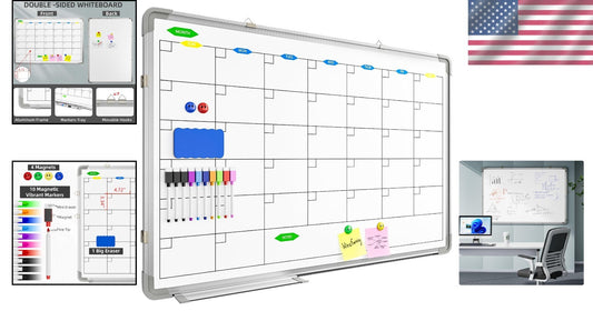 2-in-1 Magnetic Dry Erase Calendar and Blank Whiteboard for Creative Planning