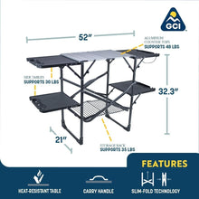 Load image into Gallery viewer, Portable Slim-Fold Cook Station with Heat-Resistant Tabletop &amp; 4 Side Tables