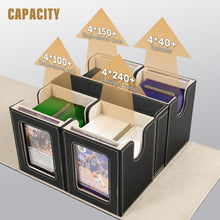 Load image into Gallery viewer, Premium Black Gold Card Deck Storage Box for 400+ Cards with Magnetic Closure