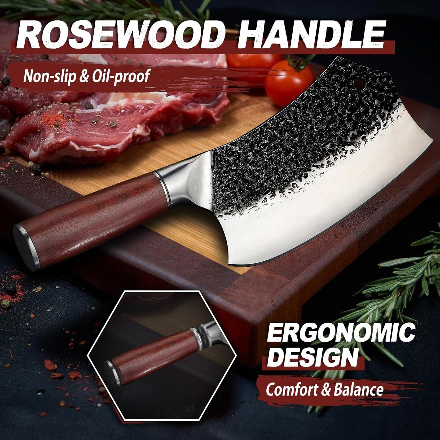 Elegant Handcrafted 7 Inch Meat Cleaver - Perfect for Home Cooks & Professionals