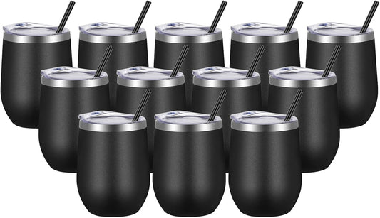 12oz Double Wall Vacuum Insulated Tumblers - Perfect for Wine & Coffee Lovers