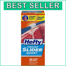 Load image into Gallery viewer, Quintessential Quart Size Slider Freezer Bags - 35 Count for Ultimate Freshness
