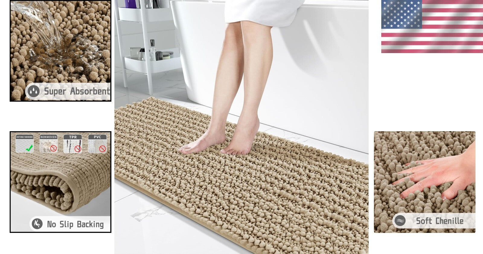 Soft Chenille Bath Runner Rug - 70" x 24", Ideal for Bathrooms & Nurseries