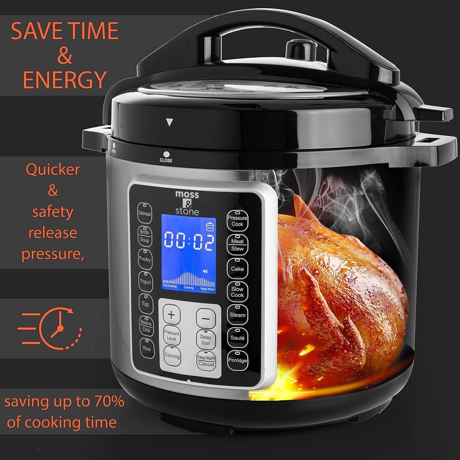 Ultimate 6 Quart Stainless Steel Electric Pressure Cooker with Safety Features