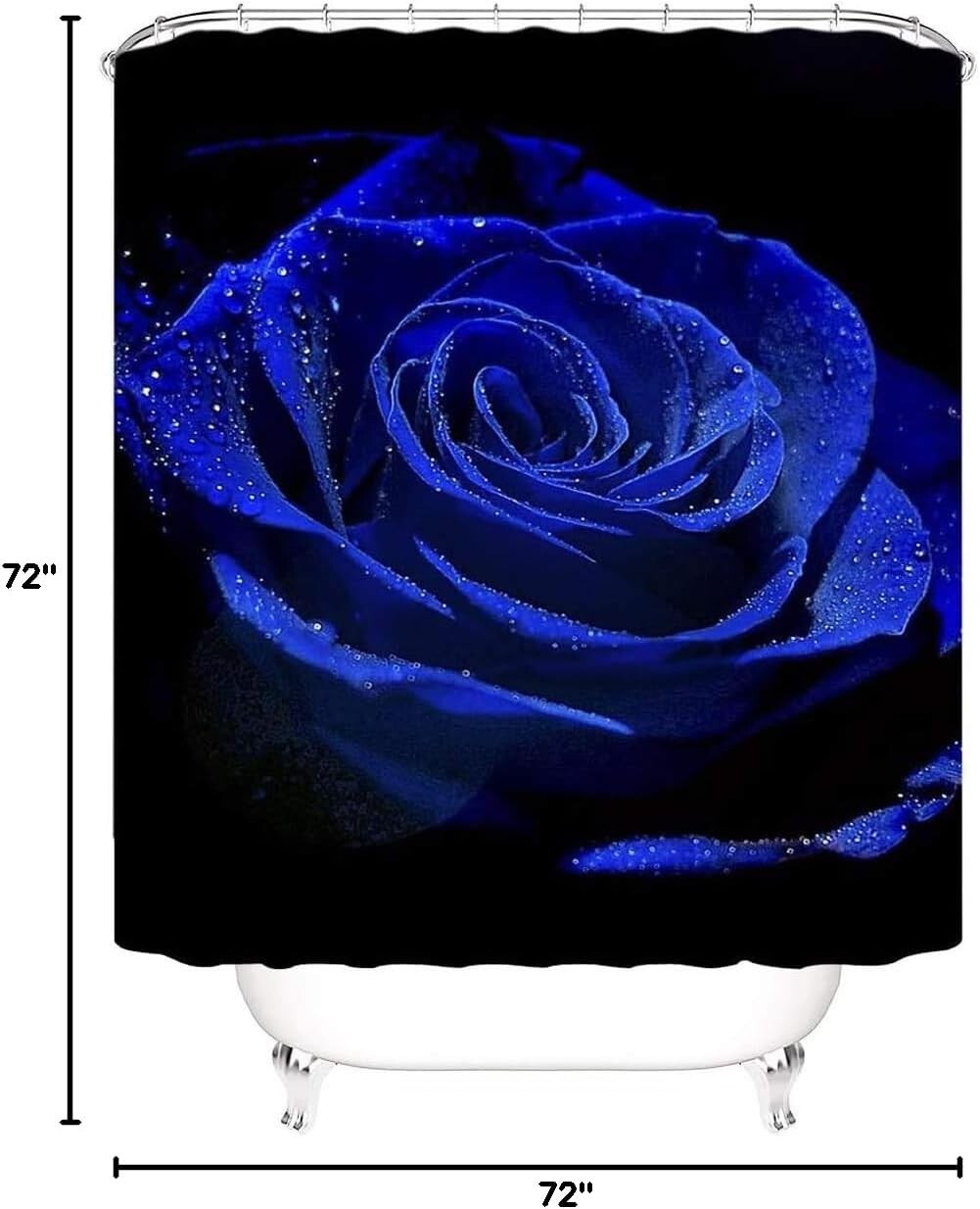 Elegant 4-Piece Floral Shower Curtain Set with Non-Slip Bath Mats - Blue