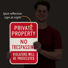 Load image into Gallery viewer, 18x12 Private Property Signs - Reflective, Durable 4-Pack for Security Needs