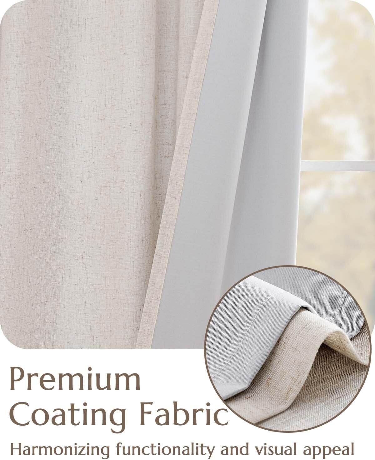Chic 100x84 Linen Blackout Curtains with Gray Light-Blocking, Easy Hang Design