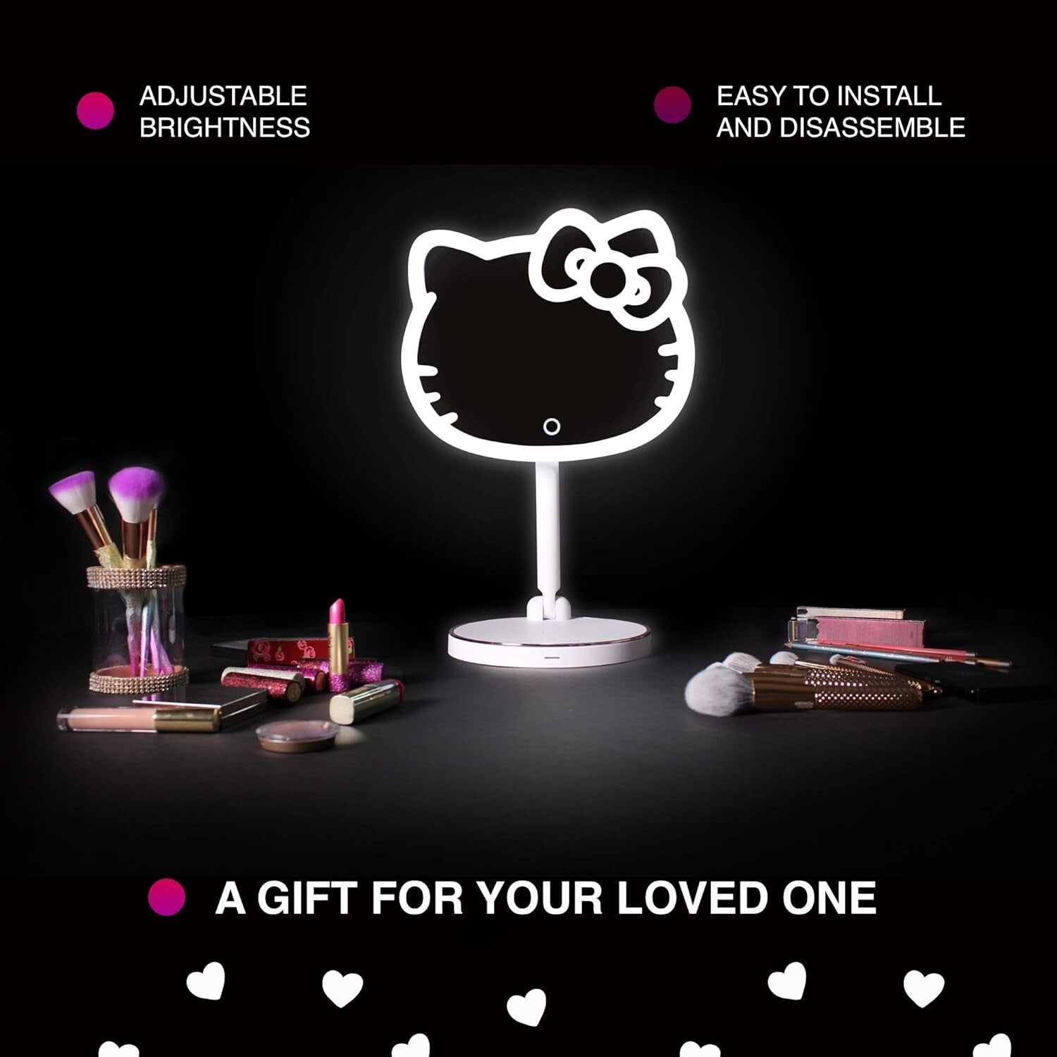 Adorable Hello Kitty Touch Sensor Makeup Mirror with Adjustable LED Brightness