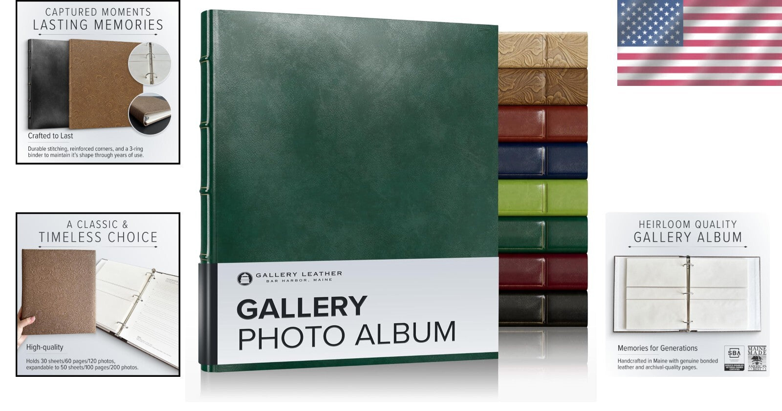 Handcrafted Acadia Green Photo Album - Premium Storage for Cherished Memories