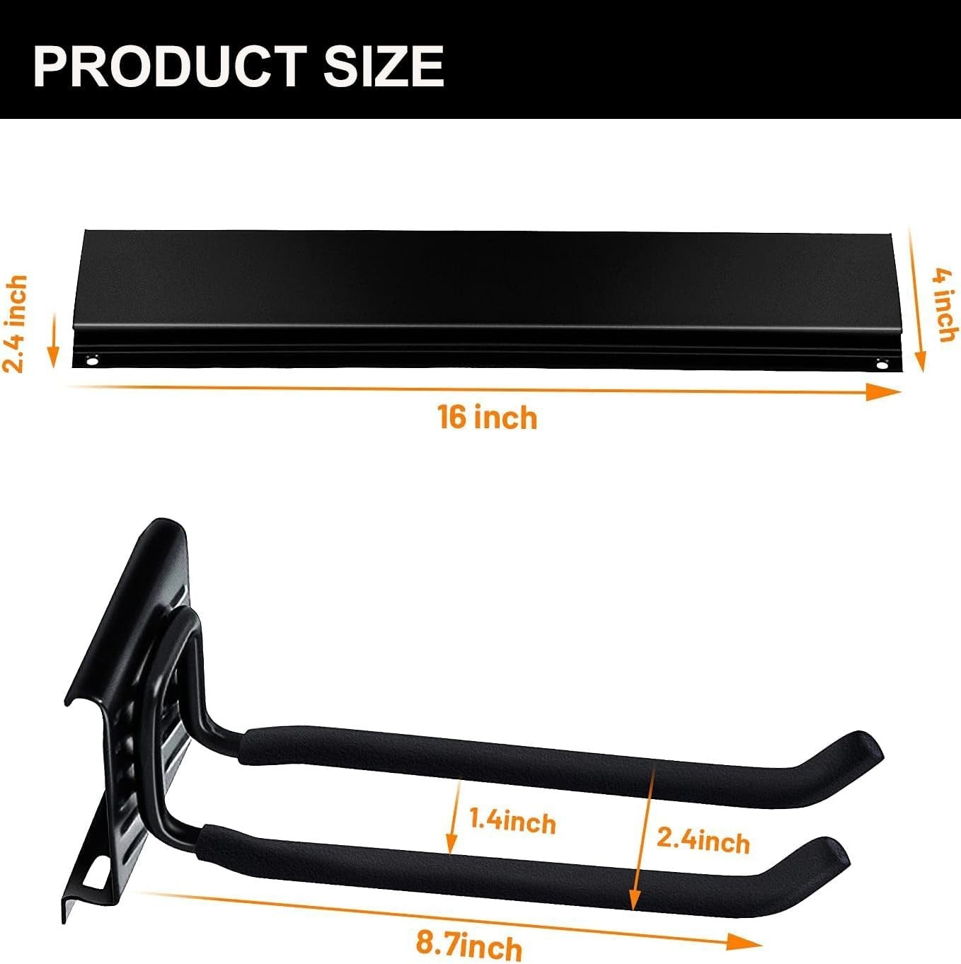 Durable Wall Mount Garden Tool Rack with Adjustable Hooks & Heavy Load Capacity