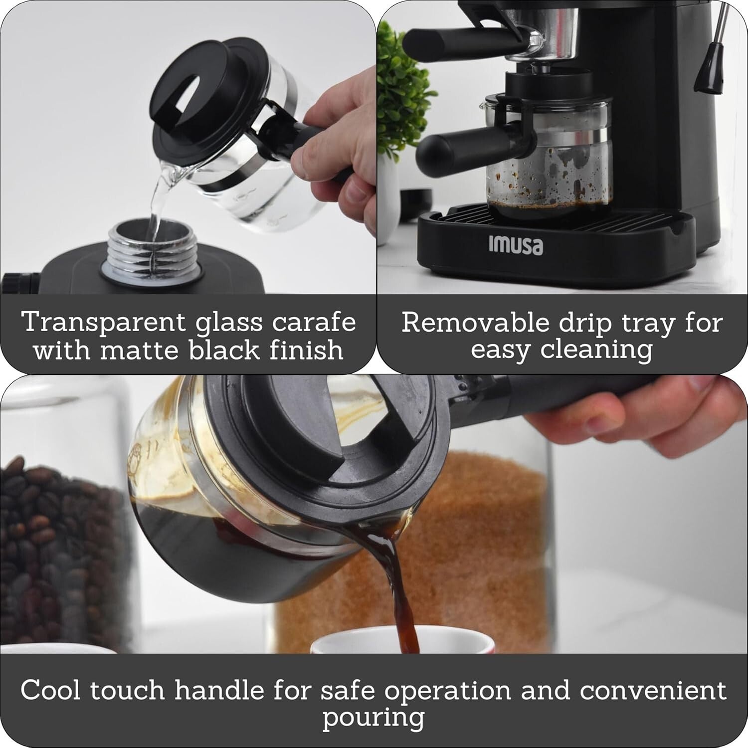 120V 4-Cup Electric Espresso Maker with Permanent Filter & Milk Frothier