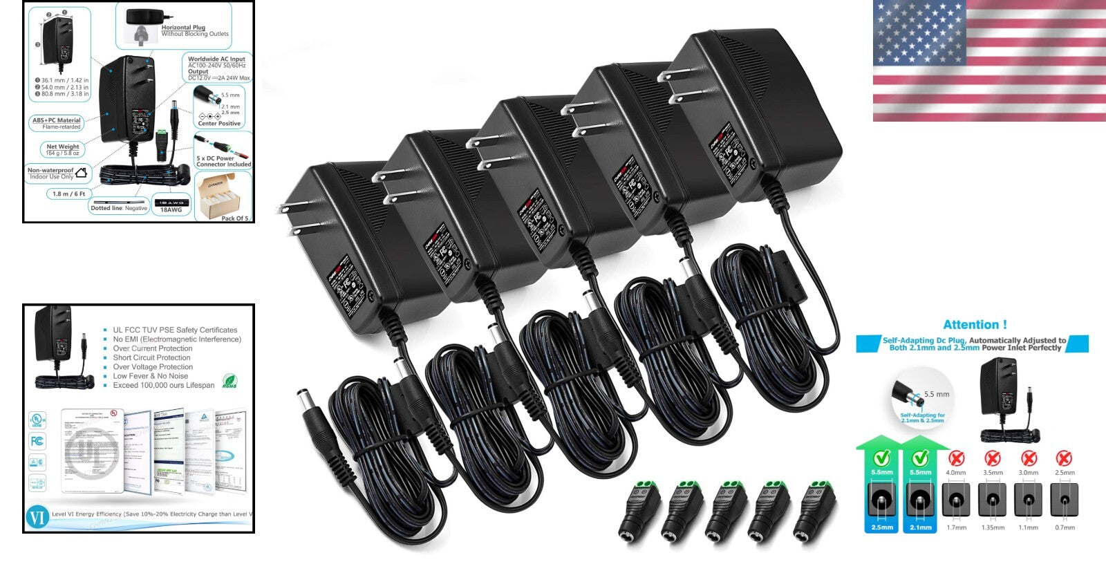 All-in-One 12V 2A AC DC Power Adapter with Screw Terminals for Easy Connectivity