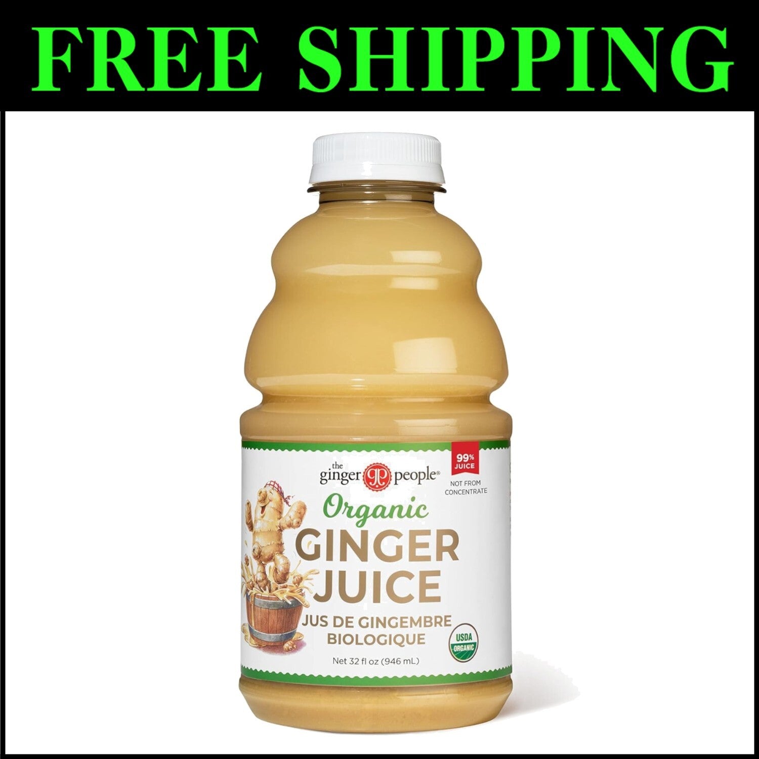 Premium Quality Organic Ginger Juice - 12 Count of 32 Fl Oz for Daily Wellness