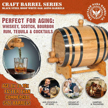 Load image into Gallery viewer, Handcrafted 2 Liter Oak Barrel &amp; Stand for Quick Aging Cocktails &amp; Spirits