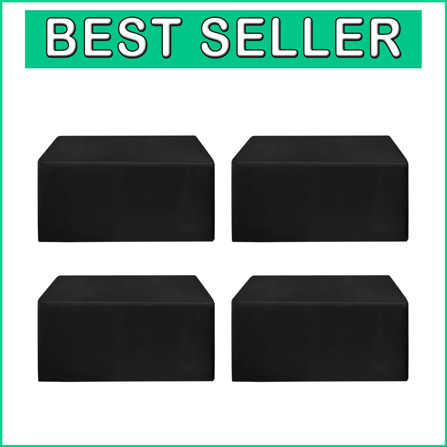 Elegant Black Fitted Table Covers - 4 Pack for Weddings, Buffets & Banquets