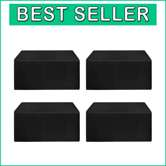 Elegant Black Fitted Table Covers - 4 Pack for Weddings, Buffets & Banquets