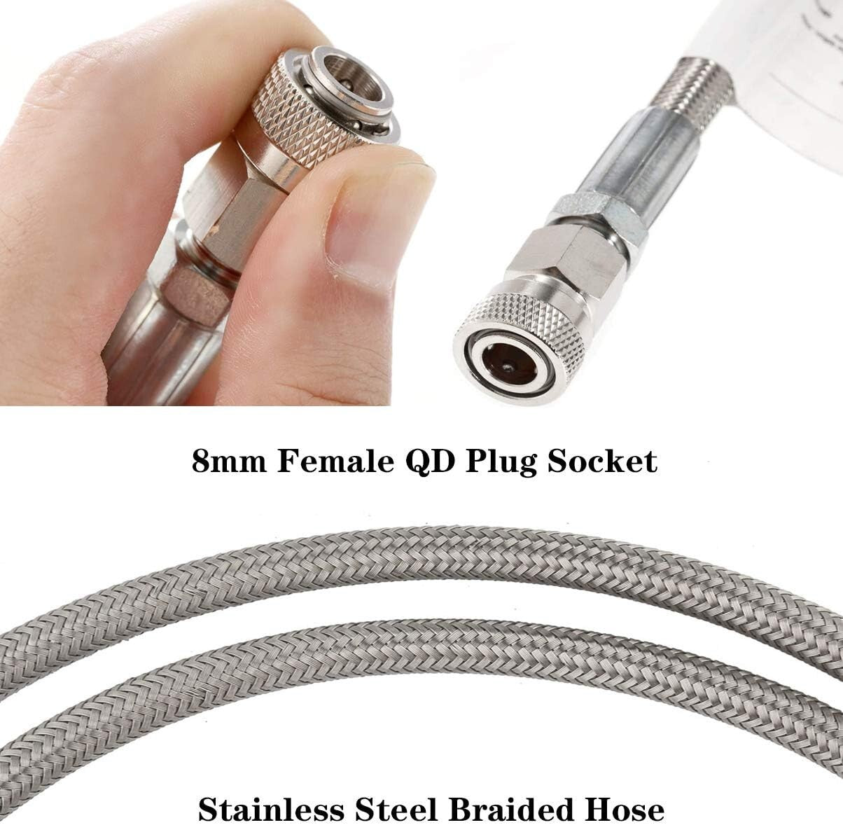 Durable DIN Valve Scuba Tank Adapter - 36 Inch Stainless Steel Hose Included