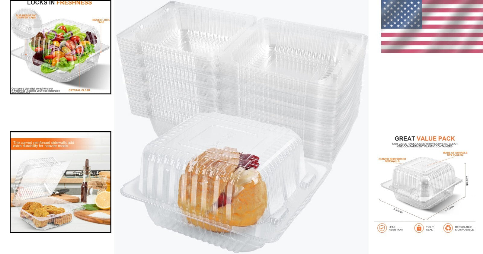 400 Pcs Clear Disposable Clamshell Containers - Perfect for Catering & Takeout