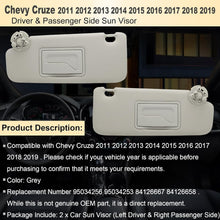 Load image into Gallery viewer, Grey Left &amp; Right Sun Visors for Chevy Cruze 2011-2019 - Easy Fit Replacement