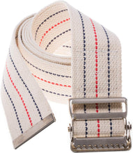 Load image into Gallery viewer, Pack of 10 Durable Transfer Gait Belts with Metal Buckles - Beige Striped Design