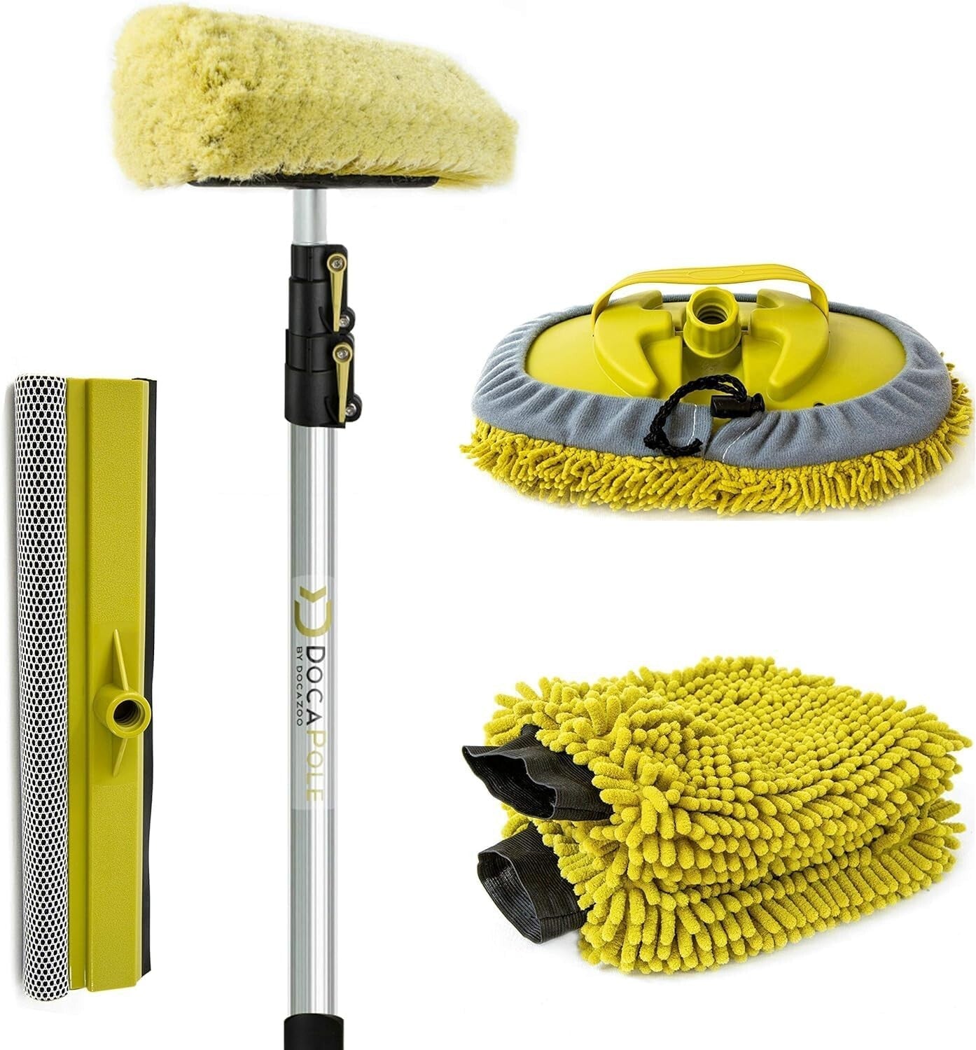 DocaPole 5-12 Ft Car Wash Kit: Ultimate Cleaning Brush & Chenille Mitts for Cars