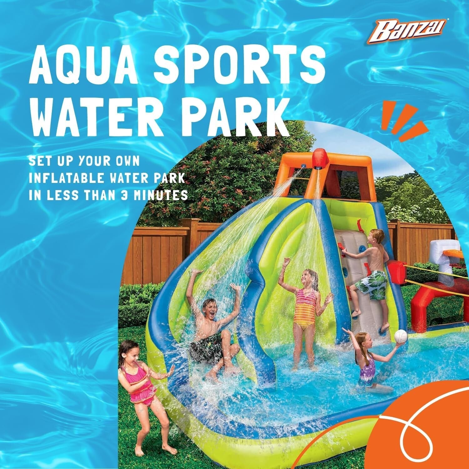 Aqua Sports 15' Inflatable Water Park with Climbing Wall & Sports Activities