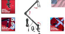 Load image into Gallery viewer, Heavy-Duty Podcast Microphone Stand with On-Air LED Light &amp; Removable XLR Cable