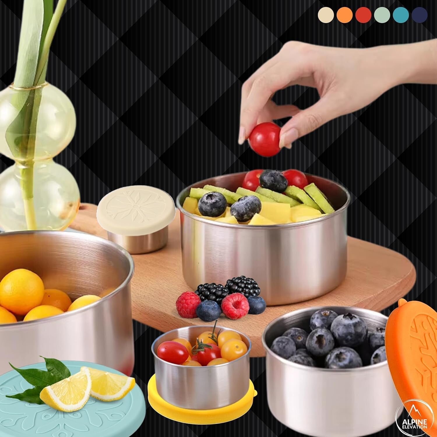 12 Pcs Stainless Steel Snack Container Set with Silicone Lids - Leakproof Design