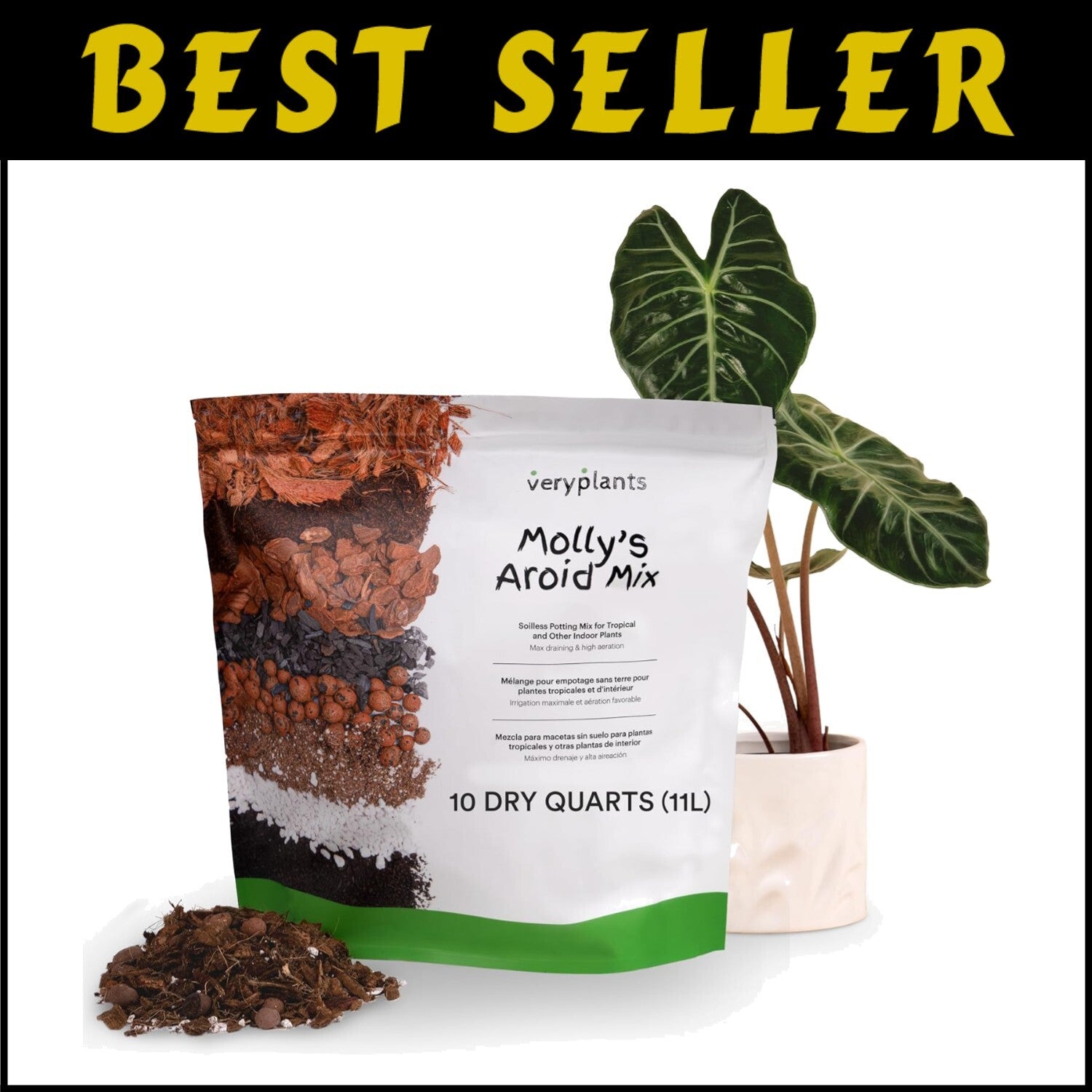 Molly's Aroid Mix: Premium Soilless Potting Mix for Indoor Plants, 10 Dry Quarts