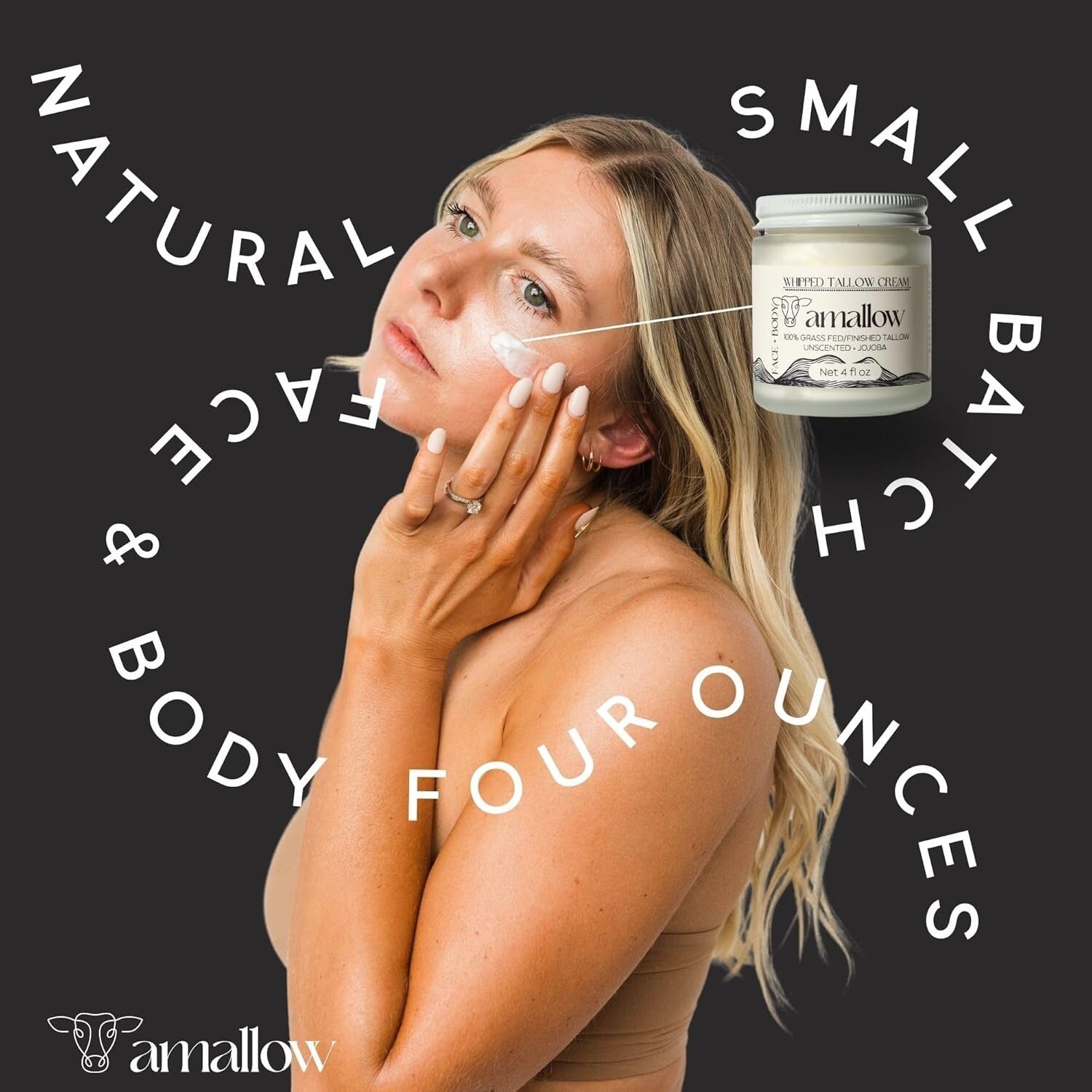 100% Grass-Fed Beef Tallow Moisturizer - Nourishing Skin Lotion, 4 FL. oz.