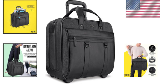 Stylish Rolling Laptop Case with Push-Button Handle - Perfect for Work & Travel