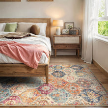 Load image into Gallery viewer, Soft Faux Wool 5x7 Area Rug - Stain-Resistant Floral Trellis for Easy Living