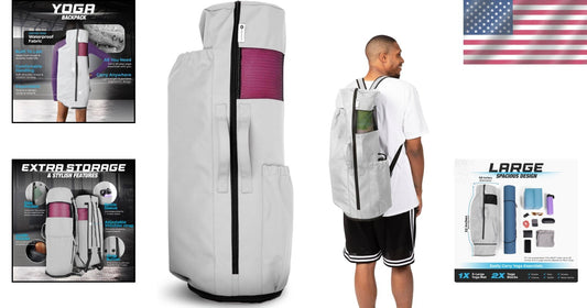 Water-Resistant Yoga Bag - Fits 32" Mats, Adjustable Backpack & Pockets Included