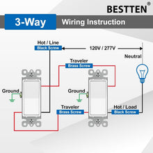 Load image into Gallery viewer, Versatile 3-Way Light Switch - 30-Pack Paddle Rocker, 120/277V, UL Certified