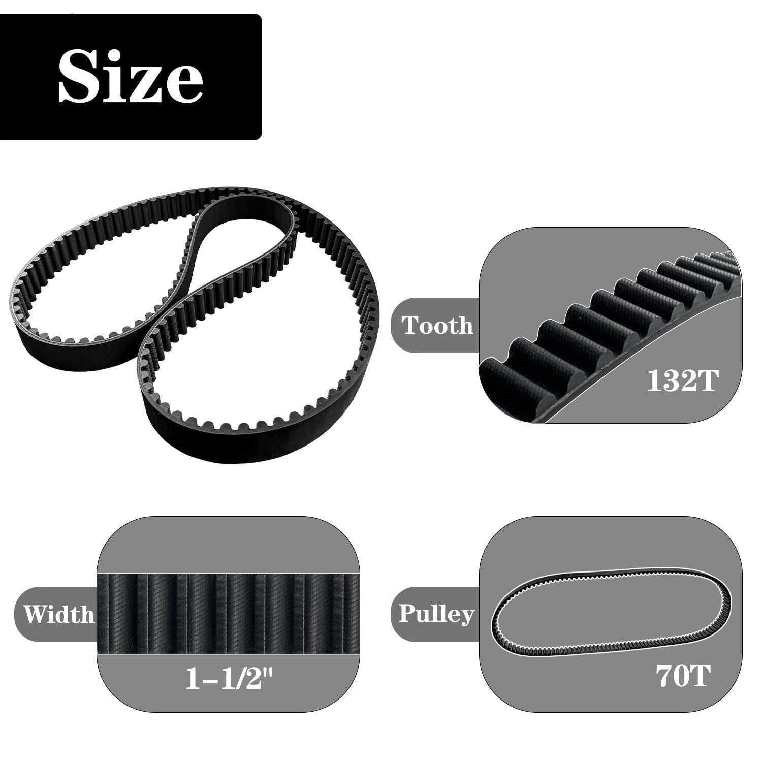 1-1/2" Rubber Drive Belt Replacement for Harley Davidson Softail & Electra Glide