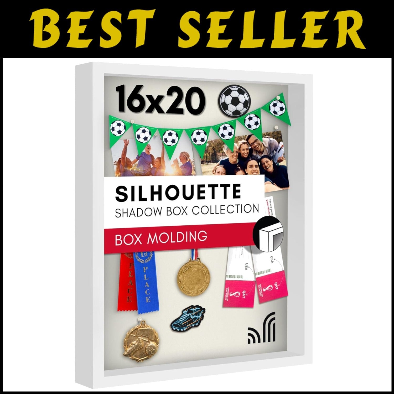 Elegant 16x20 Shadow Box Frame - Tabletop & Wall Display, White Felt Back