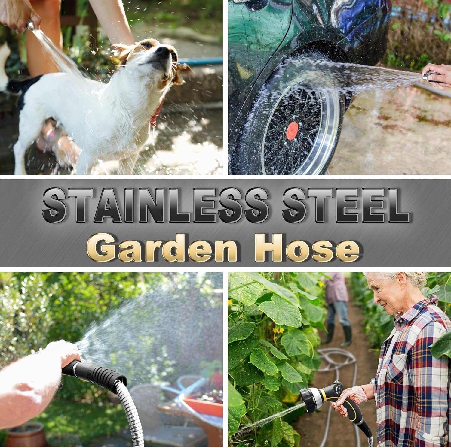 75FT Flexible Stainless Steel Garden Hose - Leak-Resistant & Durable Design