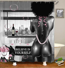 Load image into Gallery viewer, 4PCS African American Shower Curtain &amp; Rug Set - Inspiring 'I Am Enough' Design