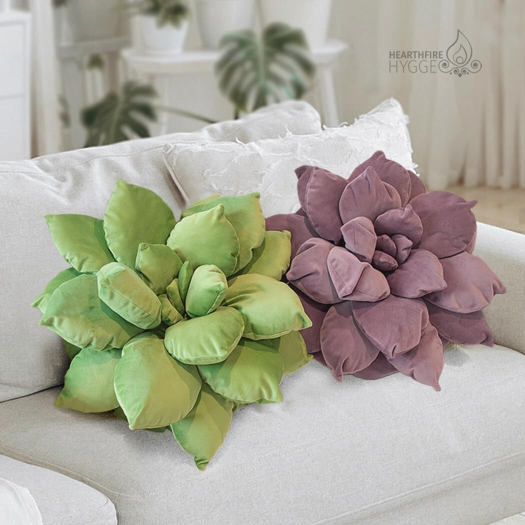Soft Velvet 3D Green Flower Pillow - Functional Decor for Bedroom & Living Room