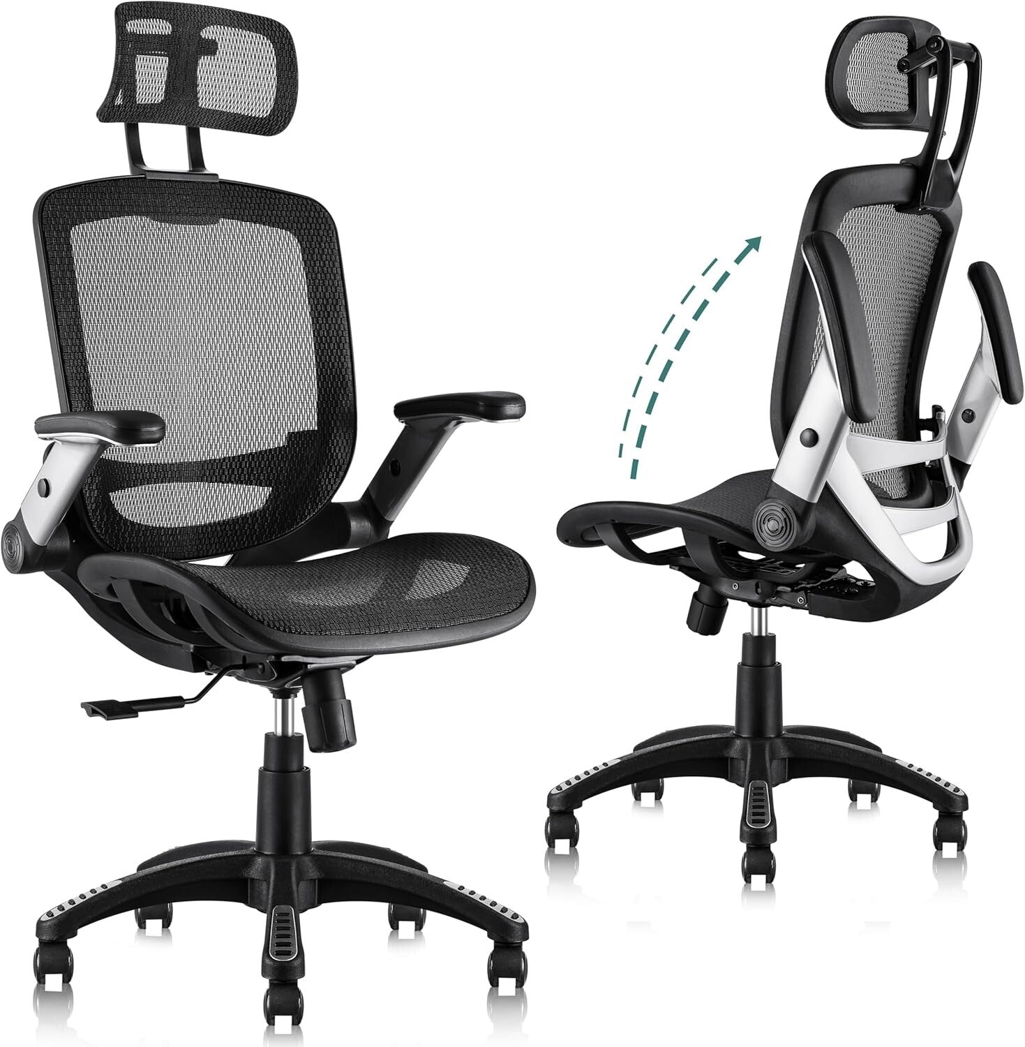 Multi-Functional Ergonomic Chair with Flip-Up Arms - Ideal for Tall Users