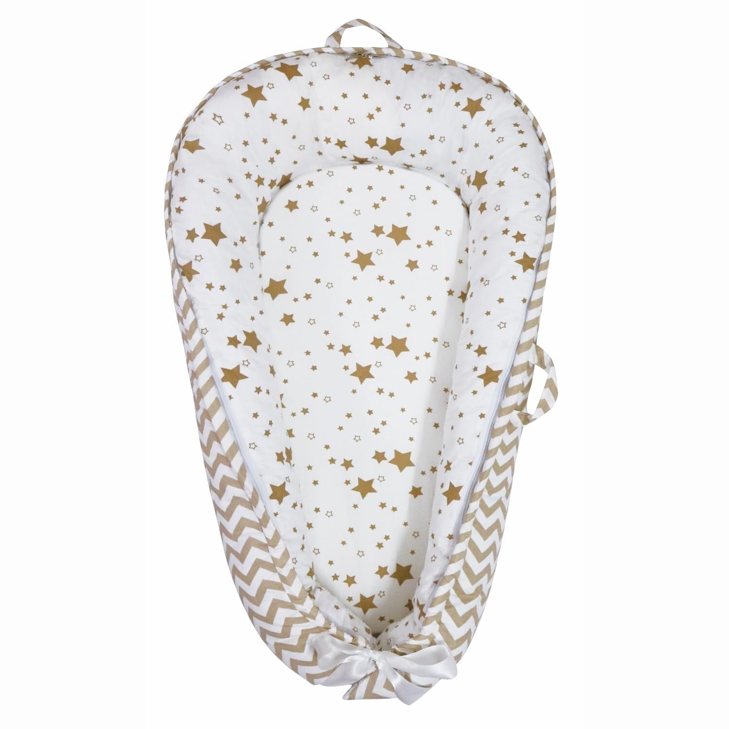 Organic Cotton Portable Baby Lounger with Reversible Design - Star Collection