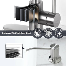 Load image into Gallery viewer, Dual Function Brushed Nickel Kitchen Faucet &amp; Soap Dispenser - Modern Style
