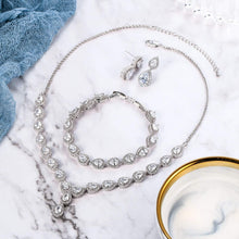 Load image into Gallery viewer, Infinity Design CZ Jewelry Set - Necklace, Bracelet &amp; Earrings for Everyday Glam
