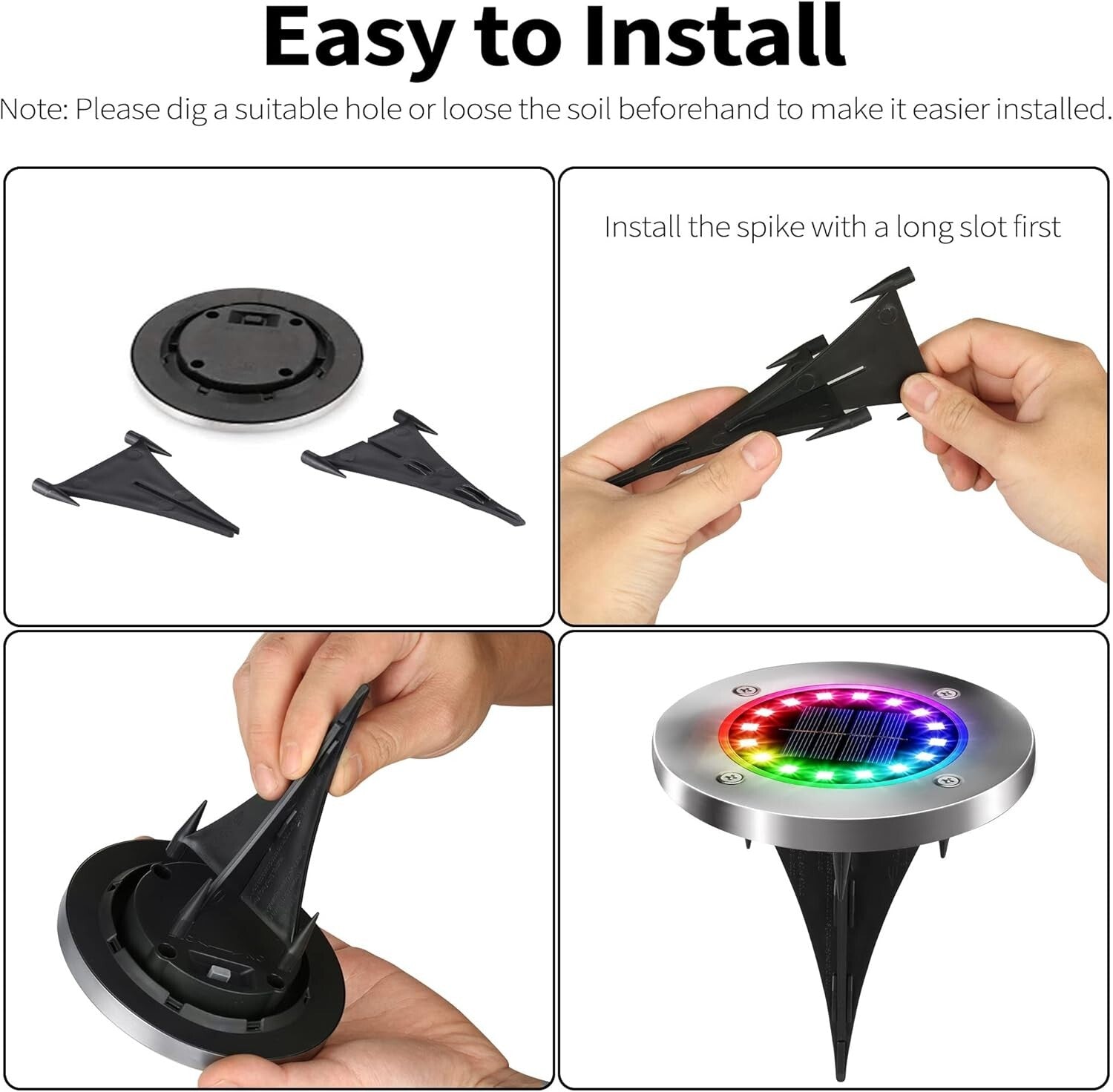 Brighten Your Garden with 12 LED Solar Disk Lights - Waterproof & Color Changing